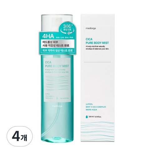 메디올가 시카 퓨어 바디 미스트, 200ml, 4개