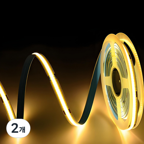 원그리드 USB COB LED 스트립 5m 잘라쓰는 줄조명 밝기조절, 2개, 전구색