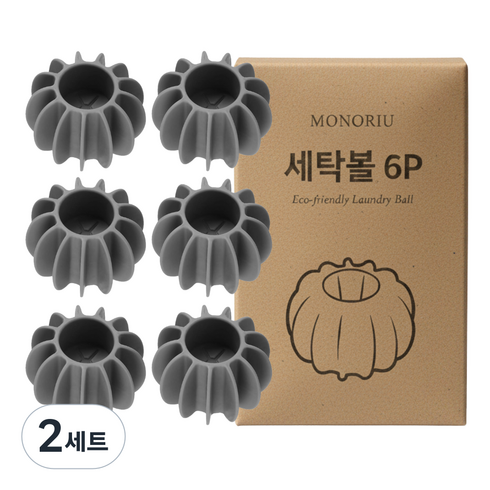 모노리우 빨래 엉킴 방지 실리콘 세탁볼 6p, 2세트, 그레이
