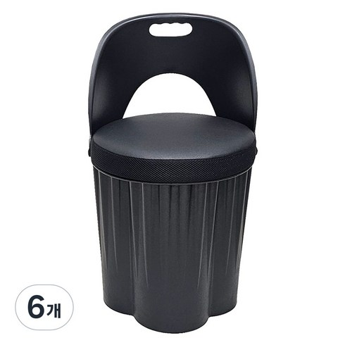 천하퍼니처 국내생산 수납 스툴의자 고깃집 옷보관 깡통의자 바디 블랙, 블랙/블랙, 6개