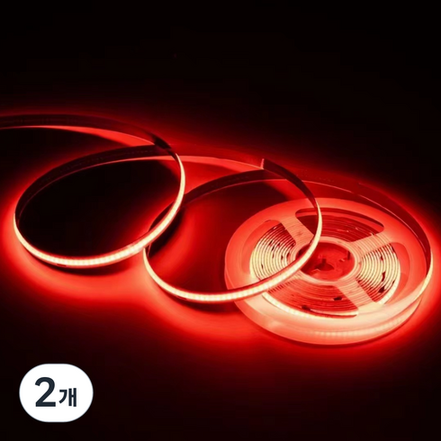 원그리드 USB COB LED 스트립 5m 잘라쓰는 줄조명 밝기조절, 2개, 레드