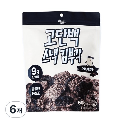 부각앤칩 고단백 스낵 김부각 오리지널맛, 6개, 50g