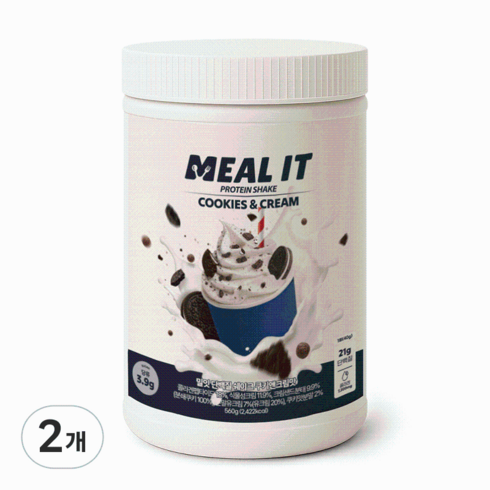 밀잇 식단관리 단백질 쉐이크 쿠키앤크림맛, 2개, 560g