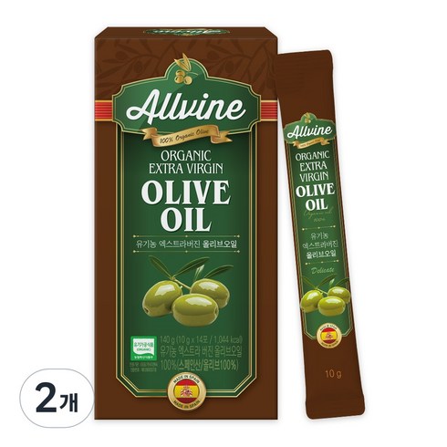 ALLVINE 유기농 엑스트라버진 올리브오일 스틱 14p, 140g, 2개