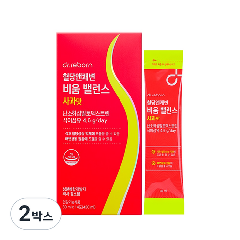 닥터리본 의사가만든 혈당앤쾌변 비움 밸런스 사과맛 장디톡스 비움의정석 화장실직행 건강한 혈당관리와 쾌변 서포트 너무 맛있는 마시는 관장약, 2박스, 14회분