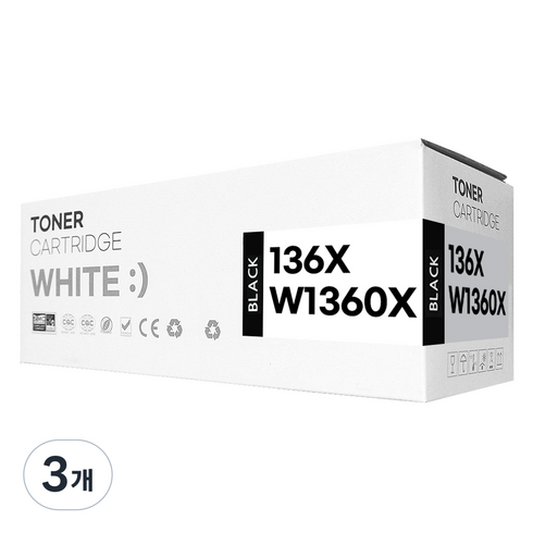 136X W1360X 재생 호환 토너 칩장착, 대용량, 3개, 검정