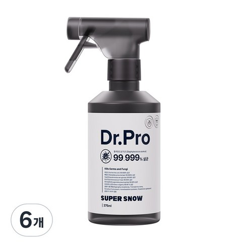 [슈퍼스노우] 닥터 프로(Dr. Pro) 스프레이 소독 세균 바이러스 살균 화장실 에어컨 탈취 냄새 제거 곰팡이 억제 베란다 벽면 결로 물때 욕실 신발 무좀 발냄새 탈취제, 375ml, 6개