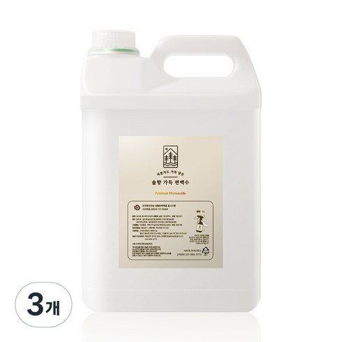 솔향가득 잎 편백수 피톤치드 리필형 탈취제 대용량 천연 원액, 3개, 5L