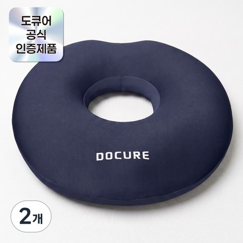 도큐어 메모리폼 기능성 원형 도넛방석, 네이비, 2개