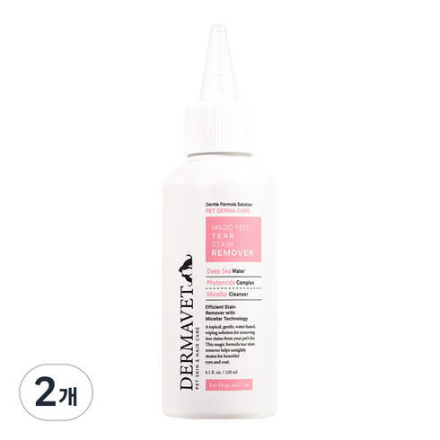 더마벳 저자극 강아지 눈세정제 눈물세정제 무향 무색소, 2개, 120ml