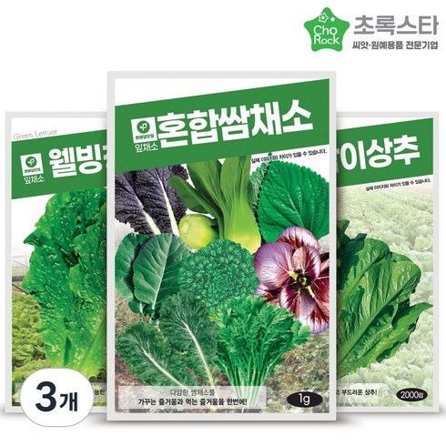 혼합쌈채소 웰빙청치마 아삭이상추 상추씨앗 3종세트, 3개
