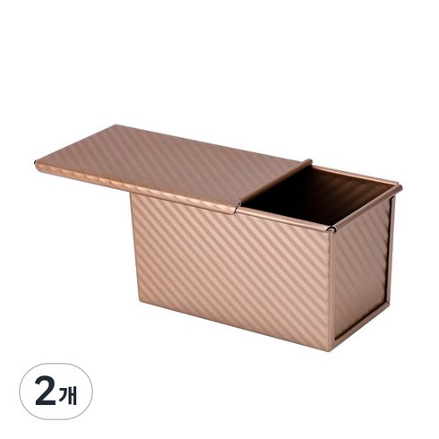 매직핸드 탄소강 파형 모양 토스트 케이스 베이킹 도구 케이크 몰드 금색 450g + 뚜껑 세트, 2개