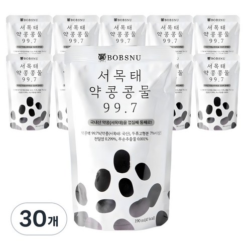[TV속 그제품] 서울대 밥스누 서목태 약콩 콩물 99.7 국내산 약콩두유 검은콩두유 콩국수 부모님선물, 190ml, 30개