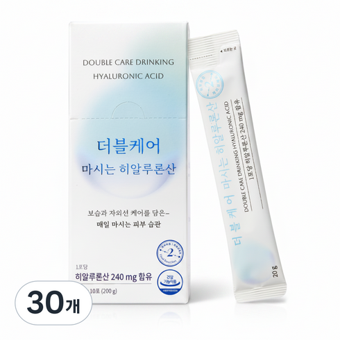 여름 피부건조 보습 자외선 손상 피부 회복 속건조 피부노화 이중기능성 더블케어 마시는 히알루론산, 30개, 20ml