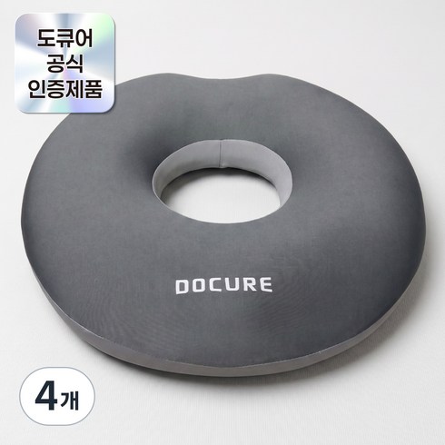 도큐어 메모리폼 기능성 원형 도넛방석, 그레이, 4개
