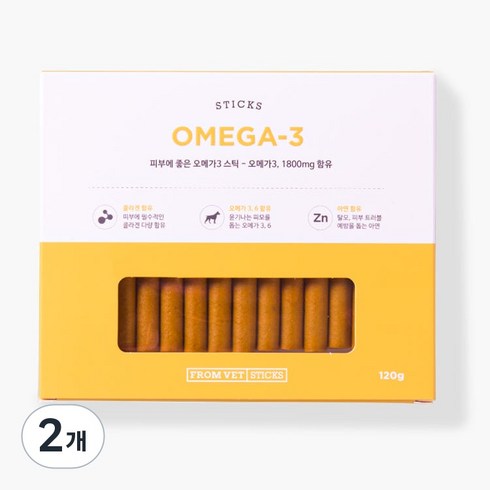 프롬벳 반려동물 순수스틱 영양제, 120g, 오메가3, 2개