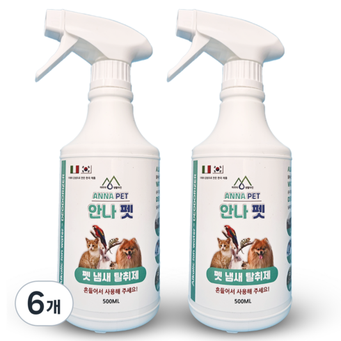 강아지오줌냄새제거 반려견 애견 반려동물 애완견 소변 배변 탈취제 탈취제/소독제, 6개, 500ml