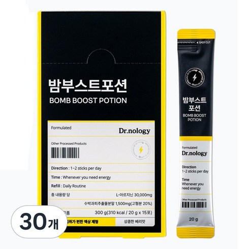 닥터놀로지 밤부스트포션 의사개발 장어 19마리 남성활력 고함량 L 아르기닌 마카 야관문 아연, 30개, 20g