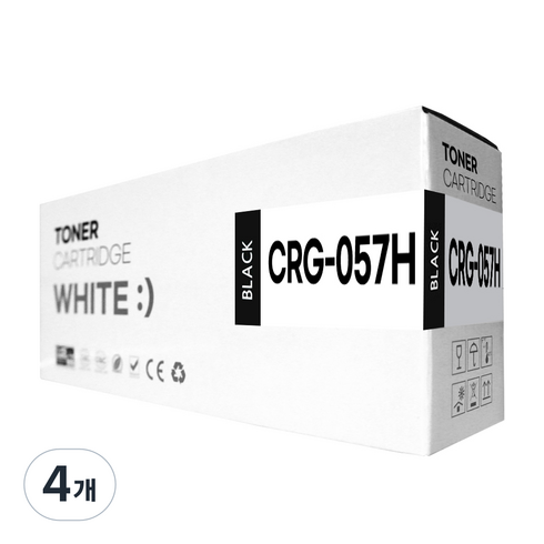 호환 토너 CRG-057H 대용량 최신 칩포함, 검정, 4개
