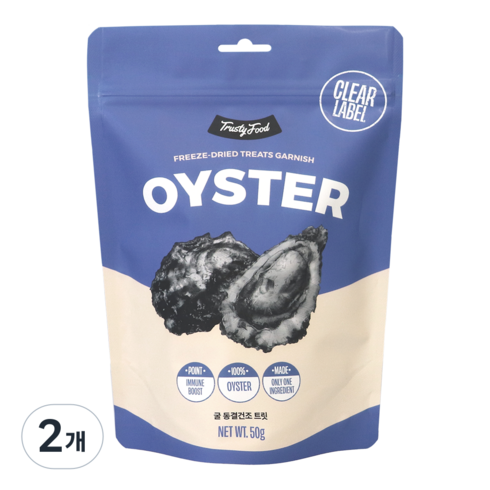 트러스티푸드 강아지 동결건조 해산물 간식, 굴, 50g, 2개