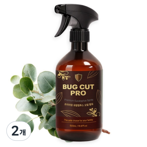 버그컷프로 천연오일 원액 계피 시나몬 스프레이 피톤치드 편백스프레이 유칼립투스, 500ml, 2개, 유칼립투스스프레이