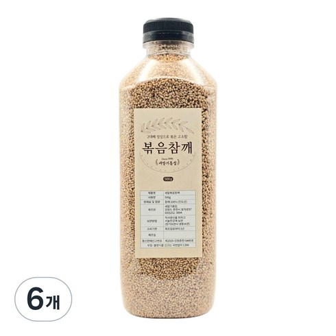 새말기름집 방앗간 고소한 볶음참깨 100% 통참깨, 500g, 6개