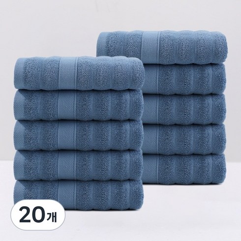 록신 데일리 수건 세면타월 코마사 110g 30수, 20개, 네이비
