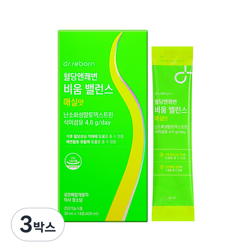 닥터리본 의사가만든 혈당앤쾌변 비움 밸런스 매실맛 장디톡스 비움의정석 화장실직행 건강한 혈당관리와 쾌변 서포트 너무 맛있는 마시는 관장약, 3박스, 14회분