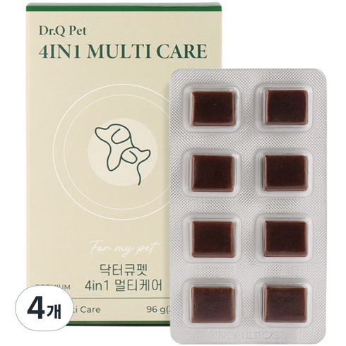특허 유산균 닥터큐펫 4IN1 멀티케어 강아지유산균 종합영양제 장 면역력 피부 구강, 32정, 장건강/유산균, 4개