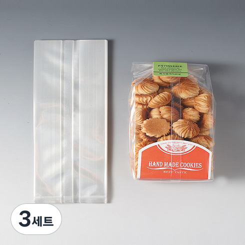[비닐몰] 건과자쿠키봉투 투명 (대), 3세트, 200개