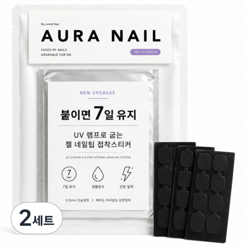 아우라네일 초강력 네일팁 접착제 UV 네일글루 젤스티커 54P, 2세트, S사이즈