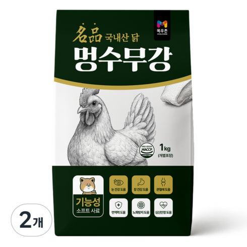 목우촌 펫 멍수무강 기능성 소프트 사료 전연령, 2개, 1kg, 닭