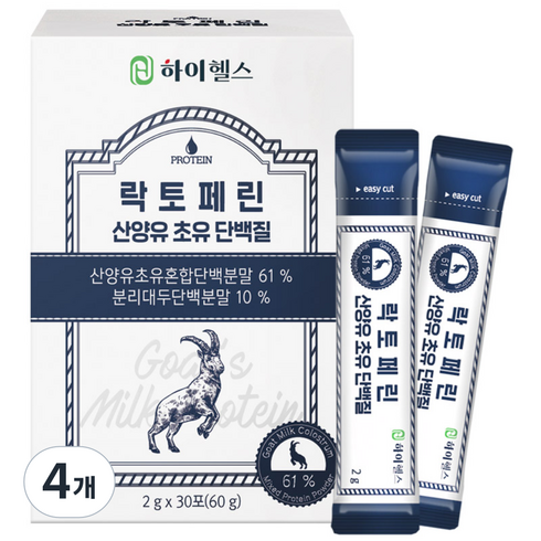 하이헬스 락토페린 산양유 초유 단백질 분말 스틱, 60g, 4개