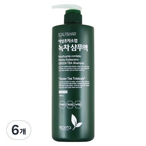 모에타 어성초 자소엽 녹차 샴푸액 지성 두피용, 1kg, 6개