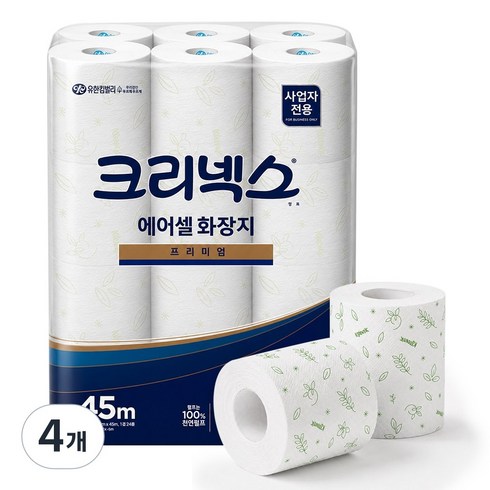 크리넥스 물에잘녹는 에어셀 화장지 프리미엄, 45m, 24롤, 4개