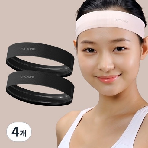 오르카라인 논슬립 스포츠 헤어밴드, 4개, 블랙