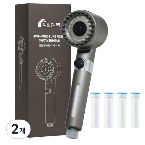 생활행복 고압 수압상승 필터 샤워기 헤드, 샤워기헤드, 2개