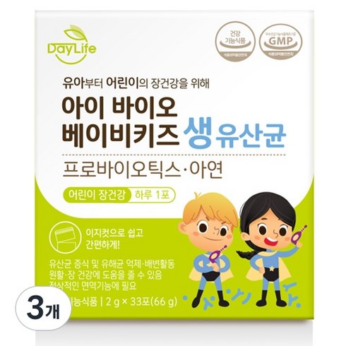 데이라이프 아이 바이오 베이비키즈 생 유산균, 66g, 3개