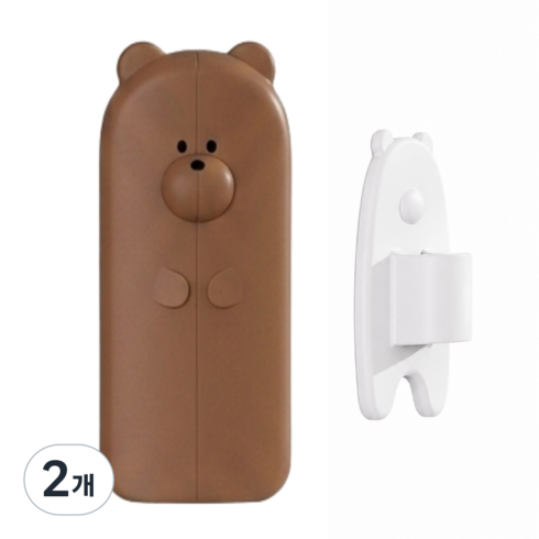 티앤티스튜디오 곰돌이 실리콘 도어 스토퍼, 커피, 2개