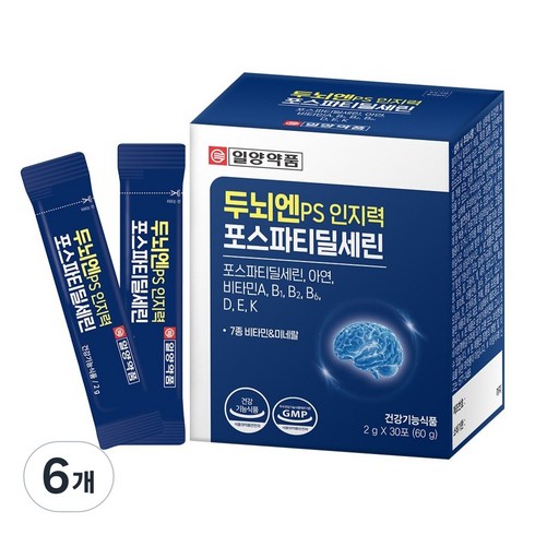 런칭 일양약품 두뇌엔 PS 인지력 포스파티딜세린 기억력 인지력 개선 두뇌건강 분말 스틱형, 6개, 30회분