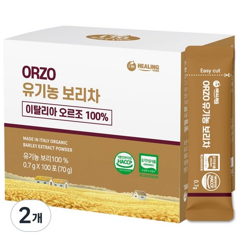 아임힐링 오르조 유기농 보리차 식약청 인증 한잔용 보리차, 700mg, 100개입, 2개
