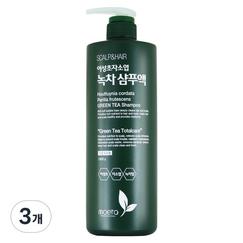 모에타 어성초 자소엽 녹차 샴푸액 지성 두피용, 1kg, 3개