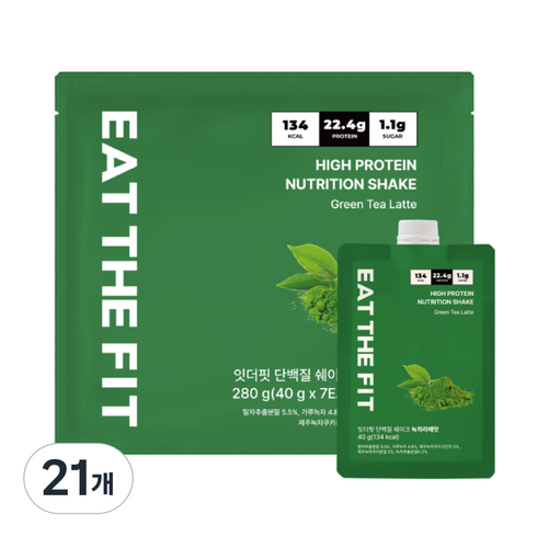 잇더핏 단백질 쉐이크 3주플랜(녹차라떼맛), 21개, 40g