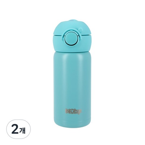 누비 스텐 원터치 물병2, 2개, 베리블루, 300ml