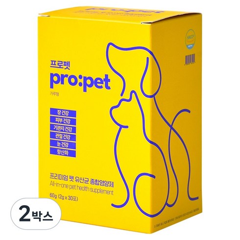 프로펫 반려동물 유산균 올인원 영양제 30입, 30회분, 장건강/유산균, 2박스