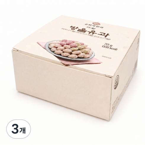 송희자 한과 프리미엄 전통 찹쌀 방울유과 간식 디저트 선물용 답례품, 3개, 70g