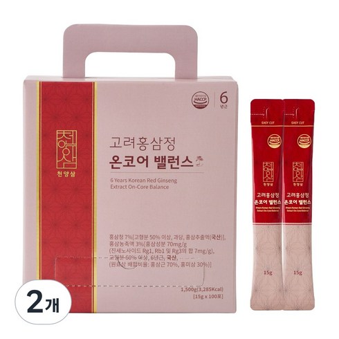 천양삼 6년근 고려홍삼정 온코어 밸런스 홍삼스틱 100포, 1.5kg