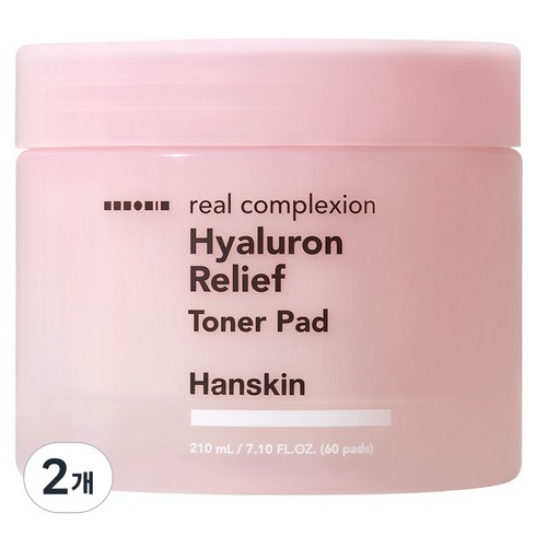 한스킨 리얼 컴플렉션 히알루론 릴리프 토너 패드 210ml, 60매입, 2개