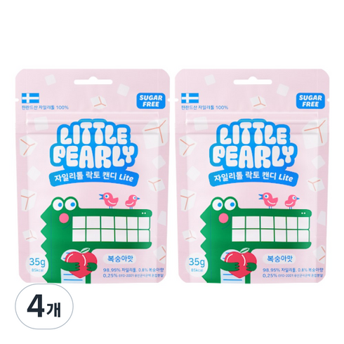 리틀펄리 어린이 자일리톨 무설탕 캔디 복숭아맛, 35g, 4개