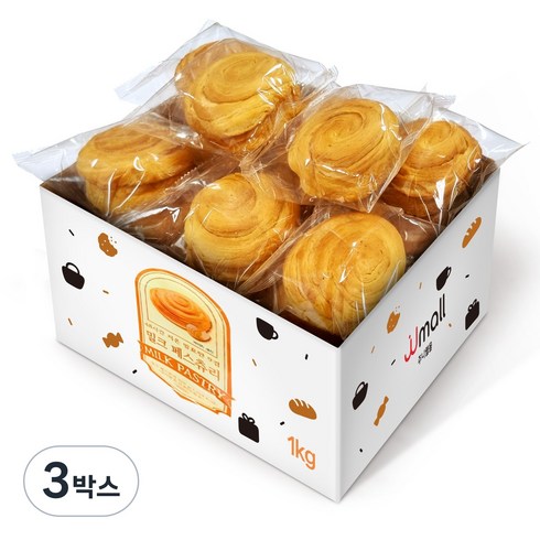키즈웰 우유를 넣어 더욱 부드러운 9겹 밀크페스츄리, 1kg, 3박스